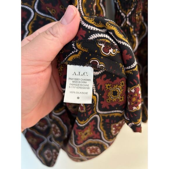 A.L.C. Alexa Kaleidoscope Printed Silk Flounce Sleeve Dress - Picture 7 of 7